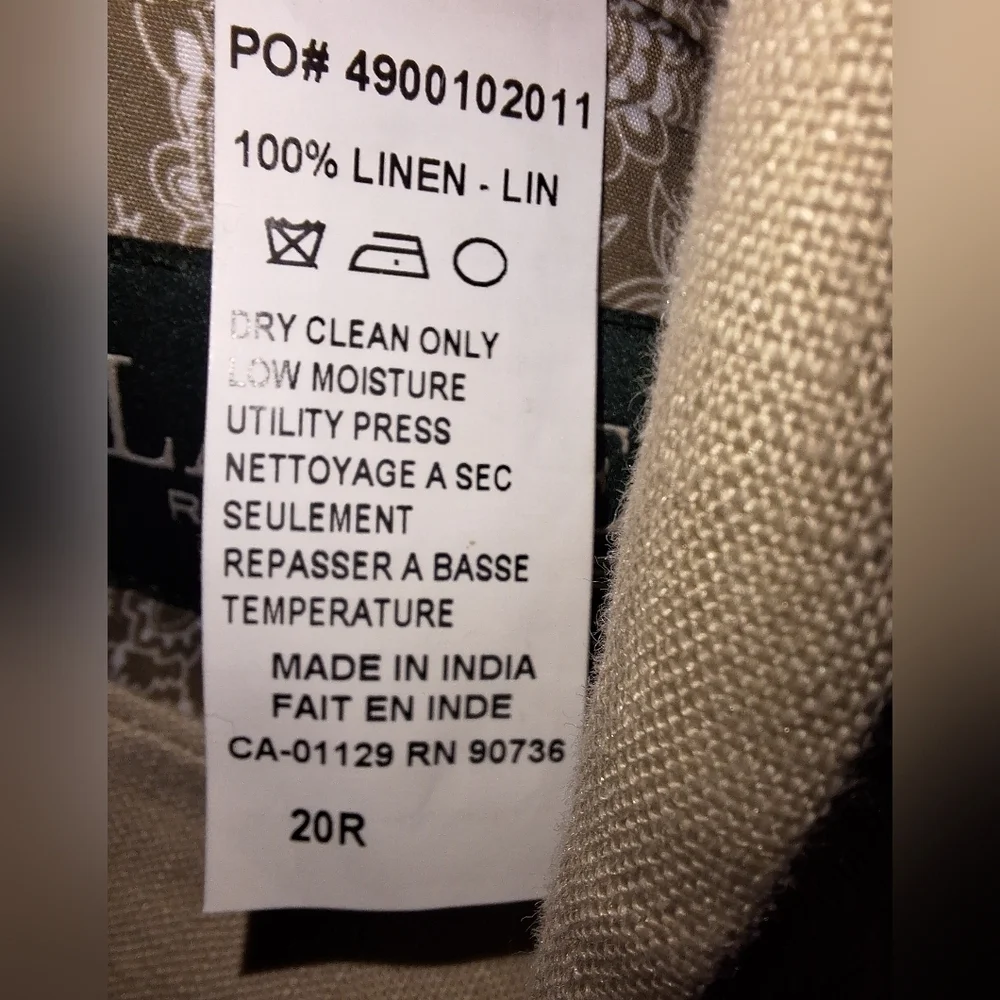A Lauren Ralph Lauren 100% linen Blayton tan single breasted blazer in a size 20